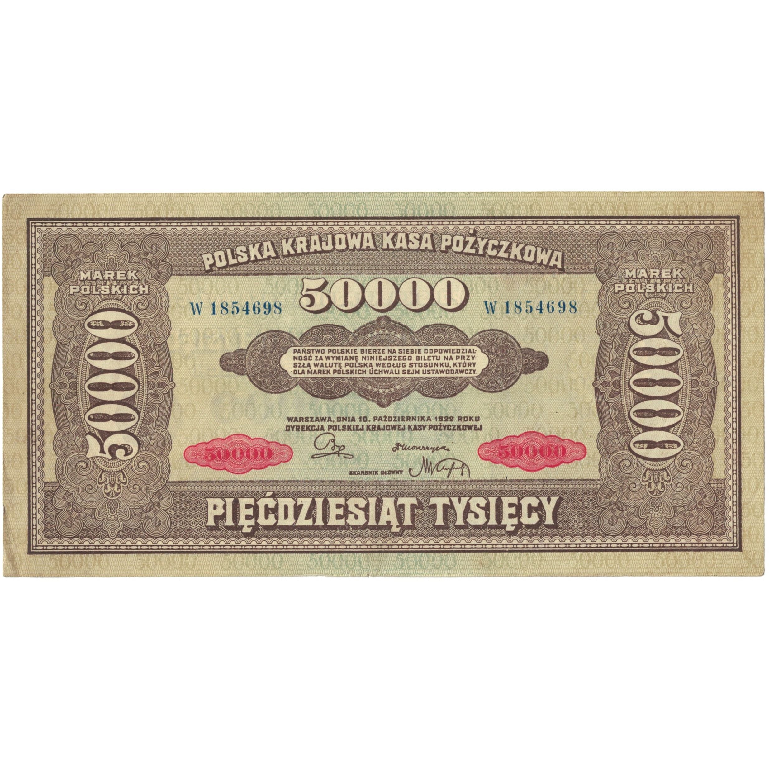 Banknote, Poland, 50,000 Marek, 1922-1923, 1922-10-10, KM:33, EF(40-45)