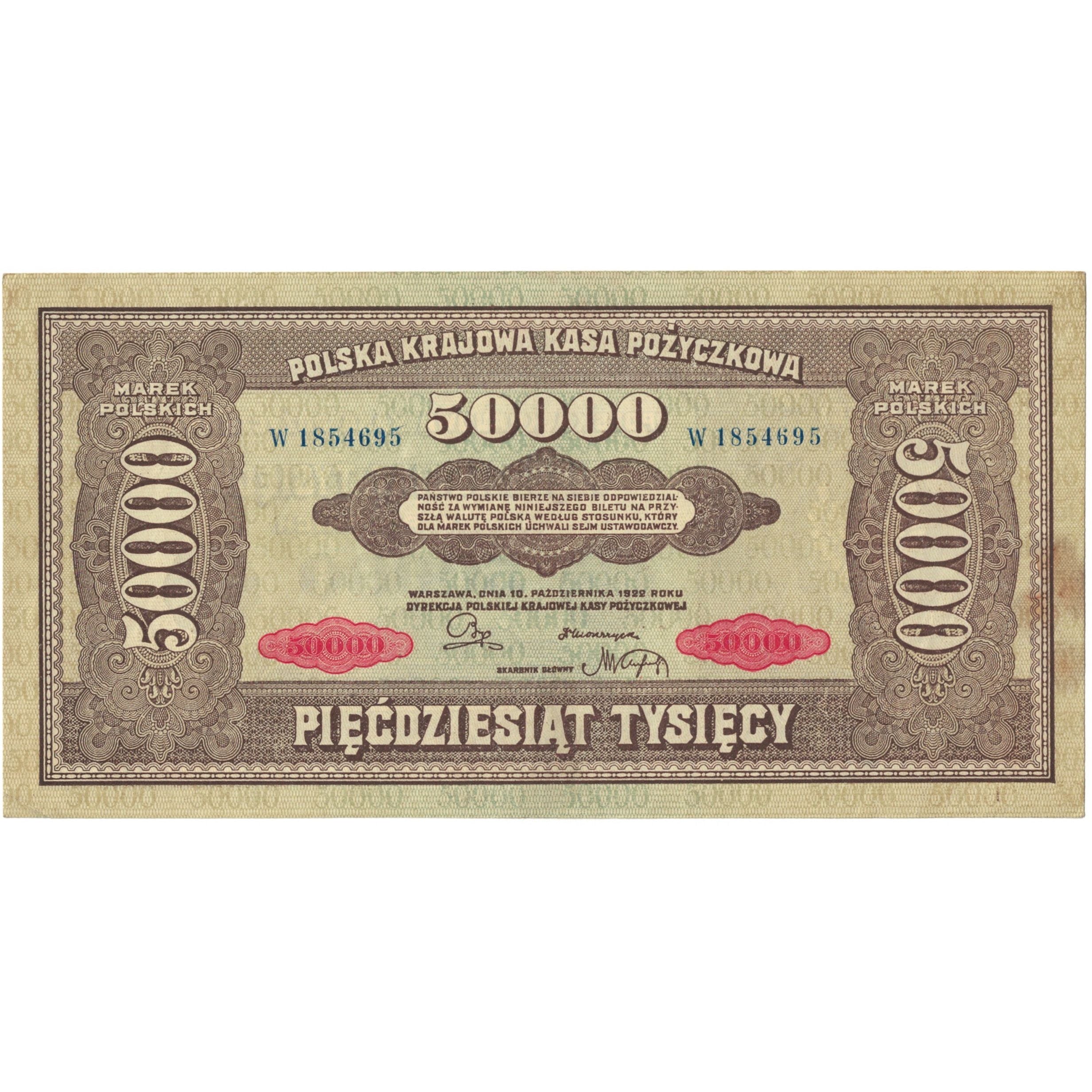 Banknote, Poland, 50,000 Marek, 1922-1923, 1922-10-10, KM:33, EF(40-45)