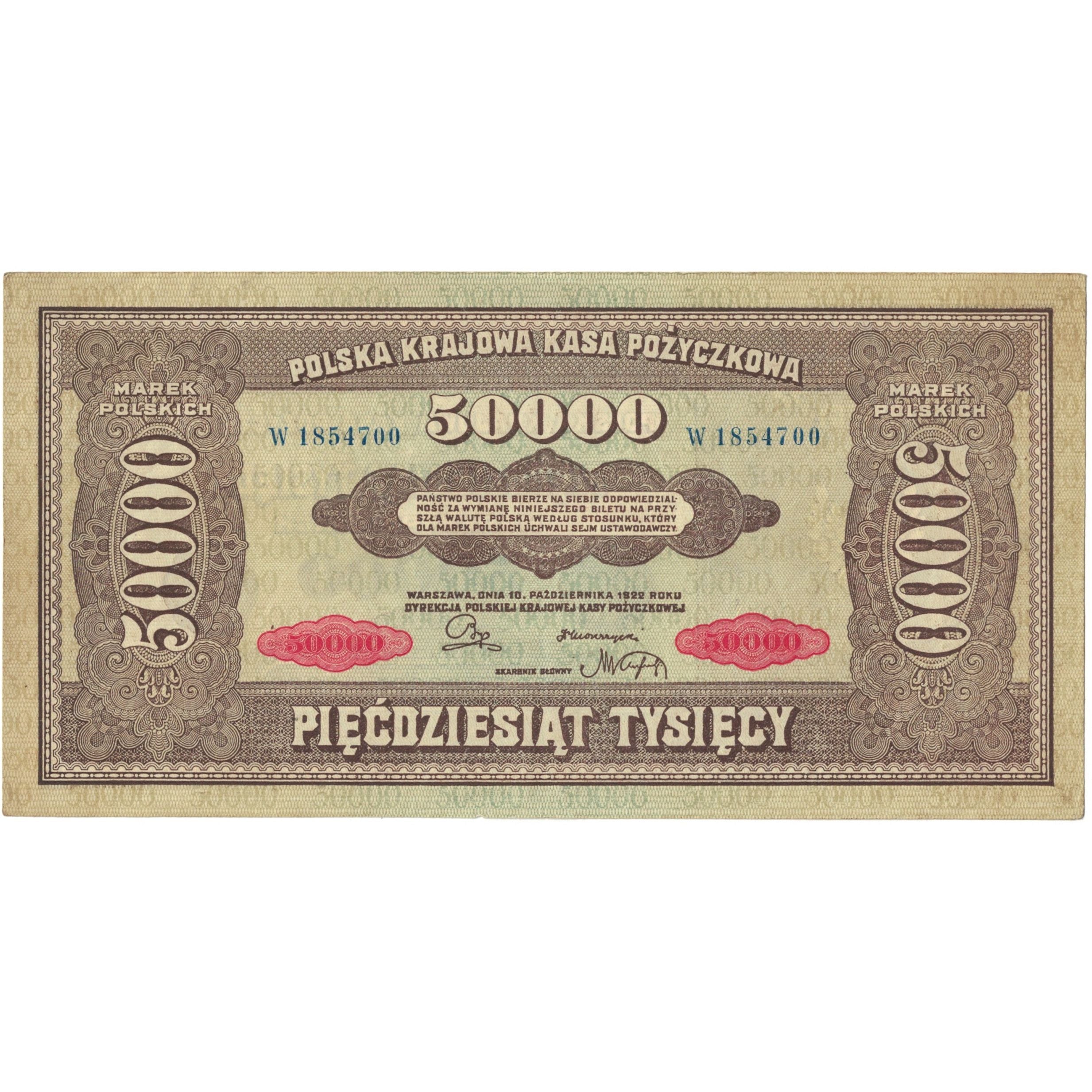 Banknote, Poland, 50,000 Marek, 1922-1923, 1922-10-10, KM:33, EF(40-45)
