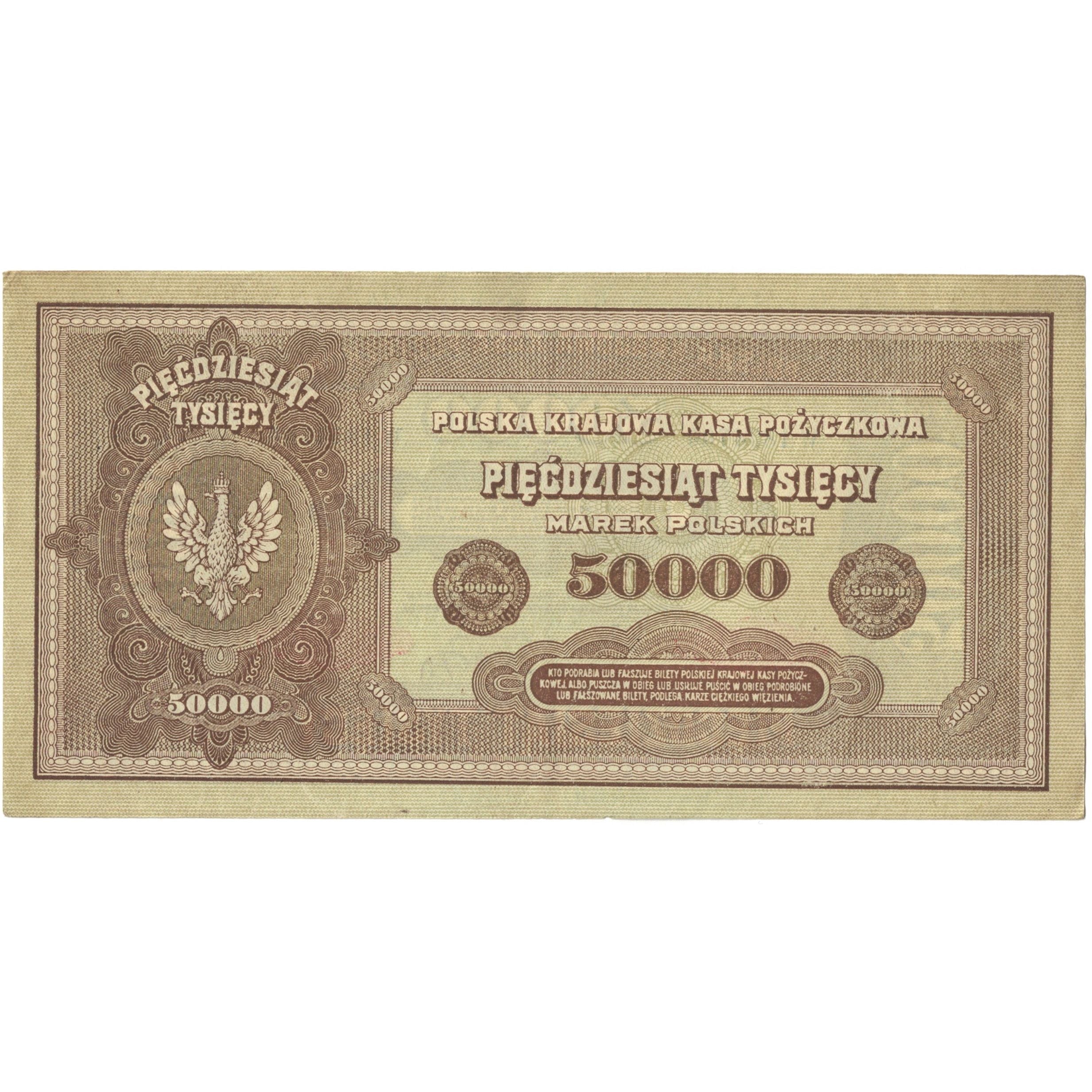 Banknote, Poland, 50,000 Marek, 1922-1923, 1922-10-10, KM:33, EF(40-45)