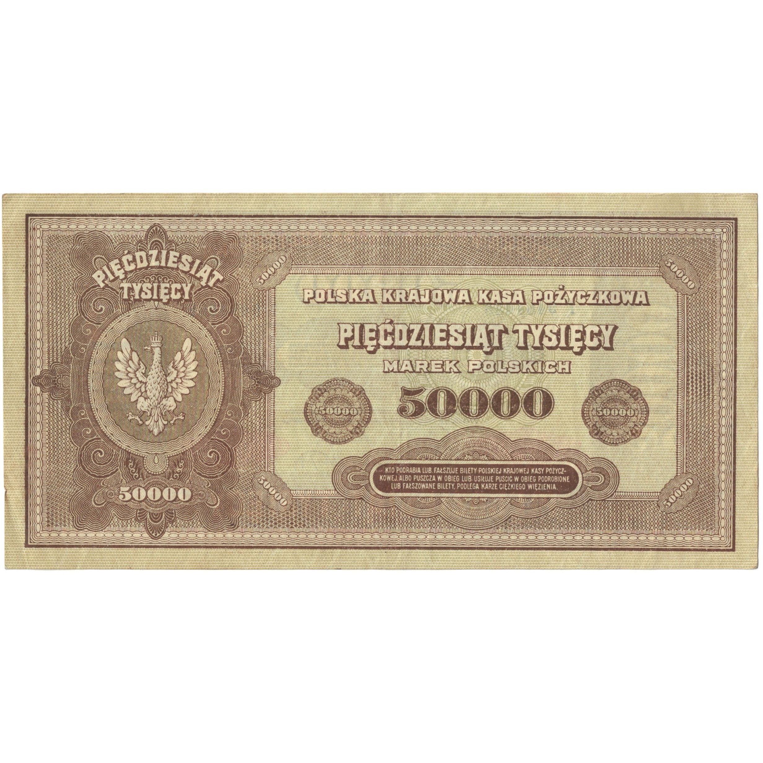 Billete, 50,000 Marek, 1922-1923, Polonia, 1922-10-10, KM:33, MBC