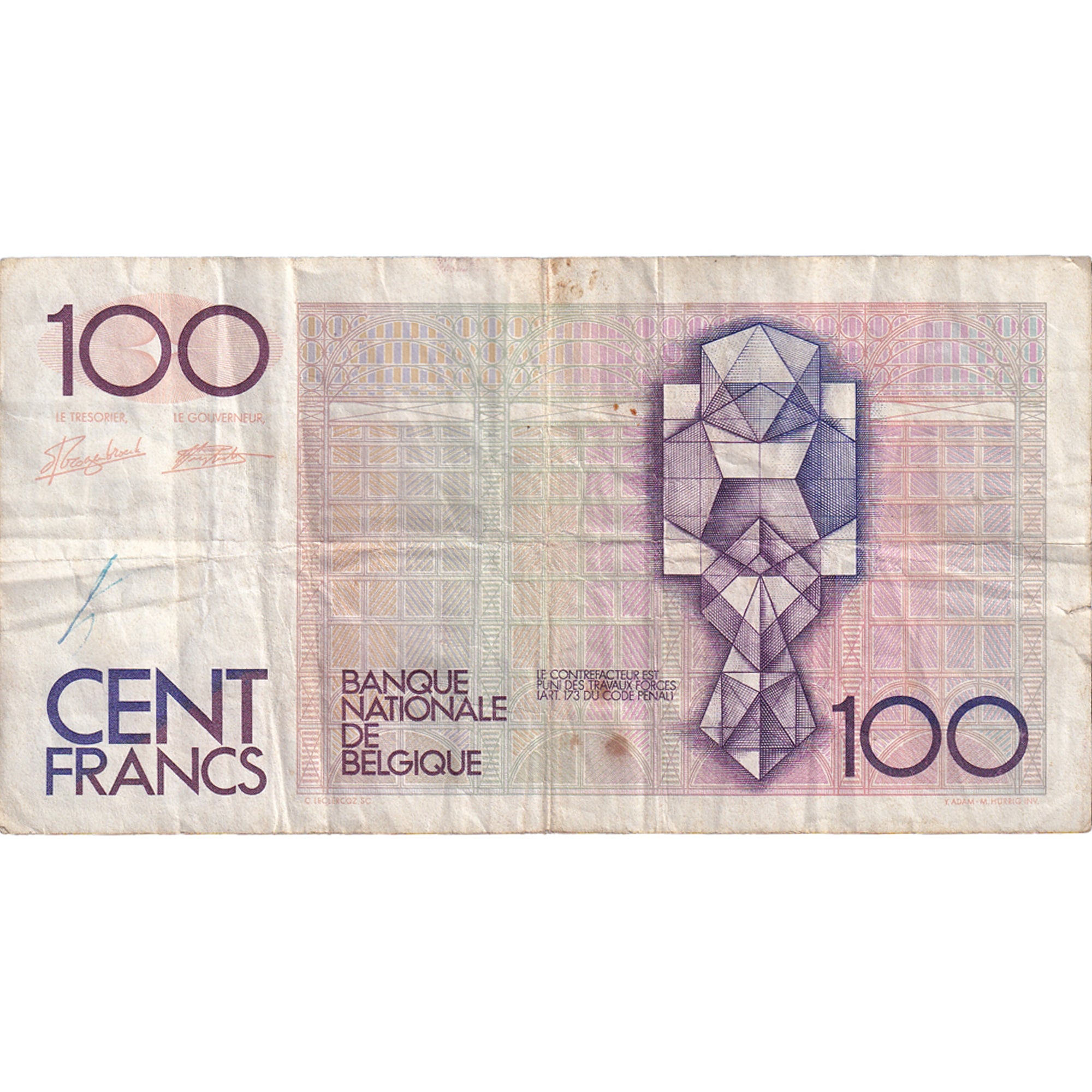 Biljet, België, 100 Francs, 1986-1989, Undated (1986-1989), KM:142a, TB