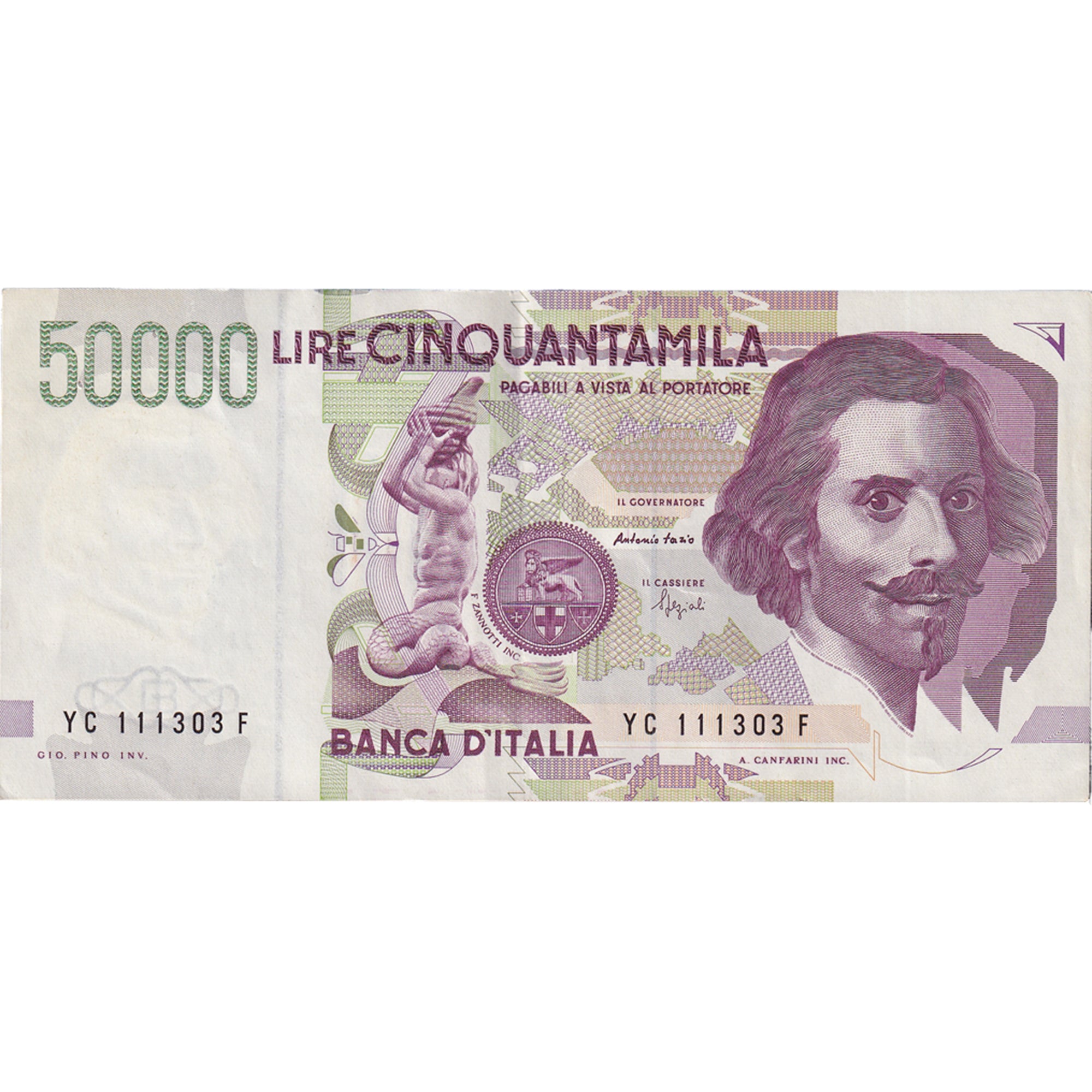 Nota, Itália, 50,000 Lire, 1992, 1992-05-27, KM:116a, AU(50-53)