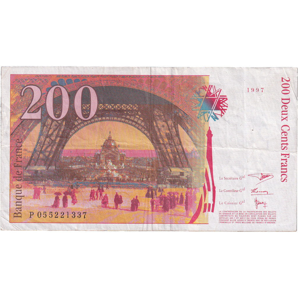 Francia, 200 Francs, Eiffel, 1997, BB, Fayette:75.04b, KM:159b