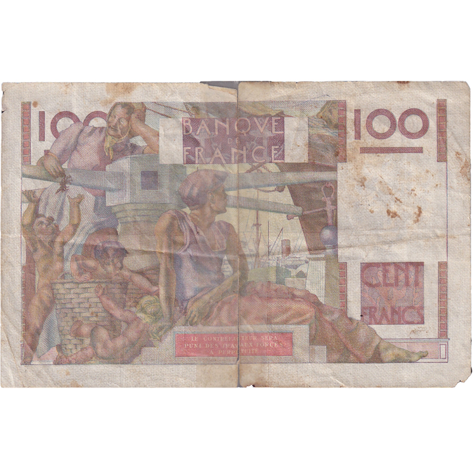 França, 100 Francs, Jeune Paysan, 1949, R.332, VG(8-10), Fayette:28.24, KM:128b