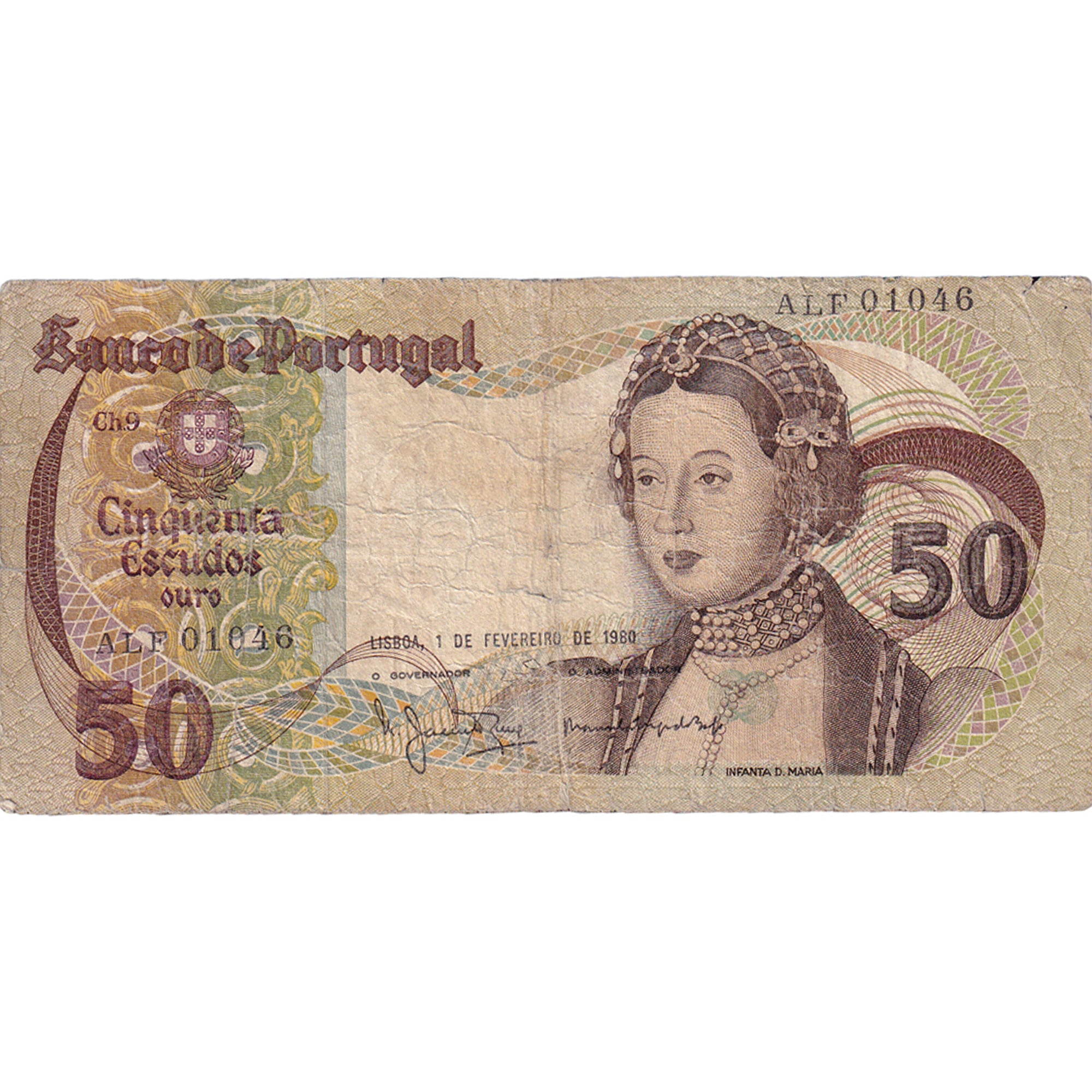 Geldschein, Portugal, 50 Escudos, 1980, 1980-02-01, KM:174b, SGE+