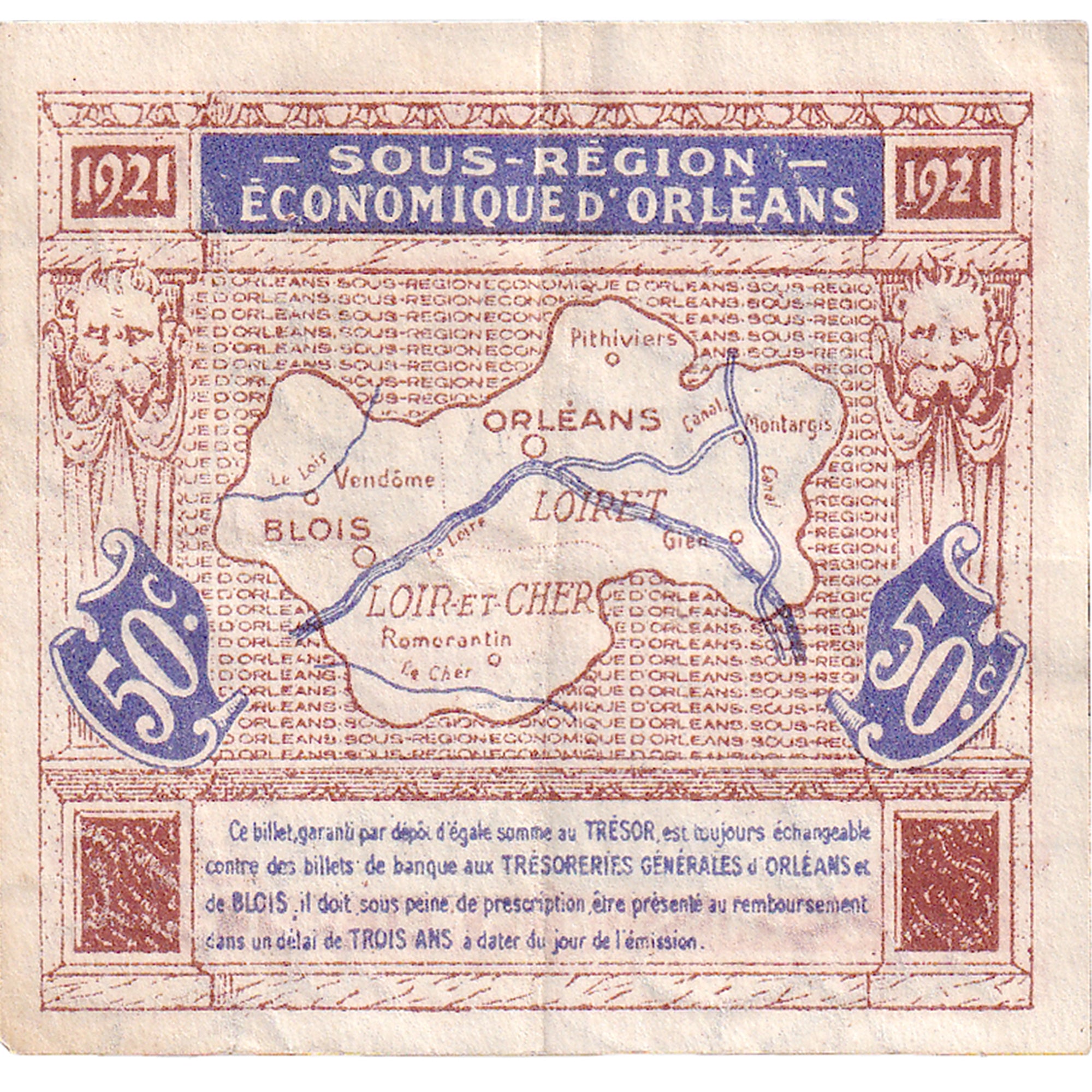 Frankreich, Orléans et Blois, 50 Centimes, 1921, SGE, Pirot:96-5