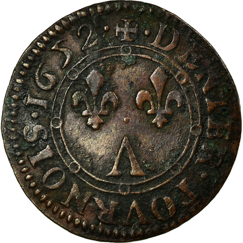 Monnaie, France, Charles II, Denier Tournois, 1652, Charleville, TTB, Cuivre