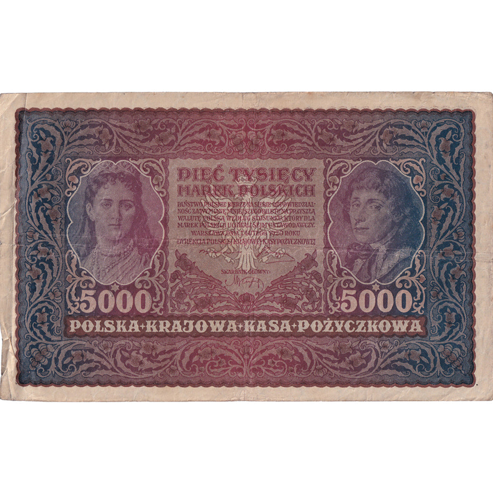 Billet, Pologne, 5000 Marek, 1920, 1920-02-07, KM:31, TB