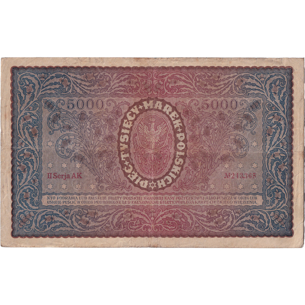 Billet, Pologne, 5000 Marek, 1920, 1920-02-07, KM:31, TB