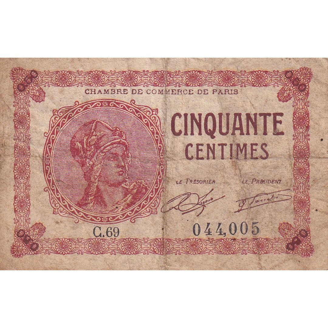 França, Paris, 50 Centimes, 1922, VG(8-10)