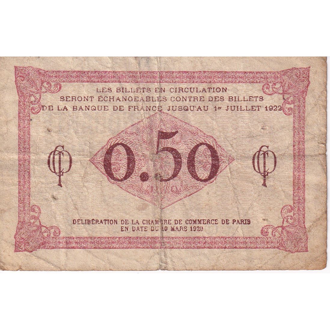 França, Paris, 50 Centimes, 1922, VG(8-10)