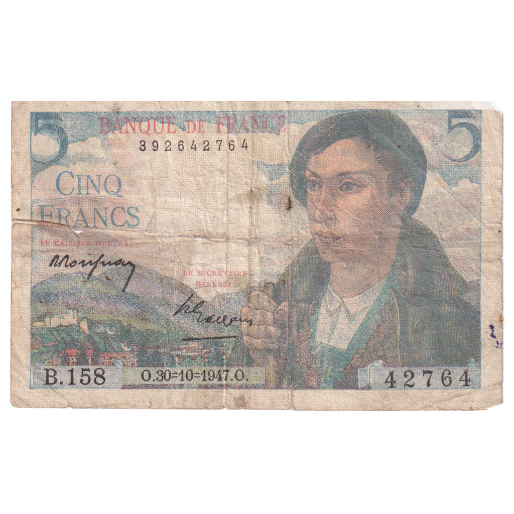 Frankrijk, 5 Francs, Berger, 1947, B.158, B, Fayette:5.7, KM:98b