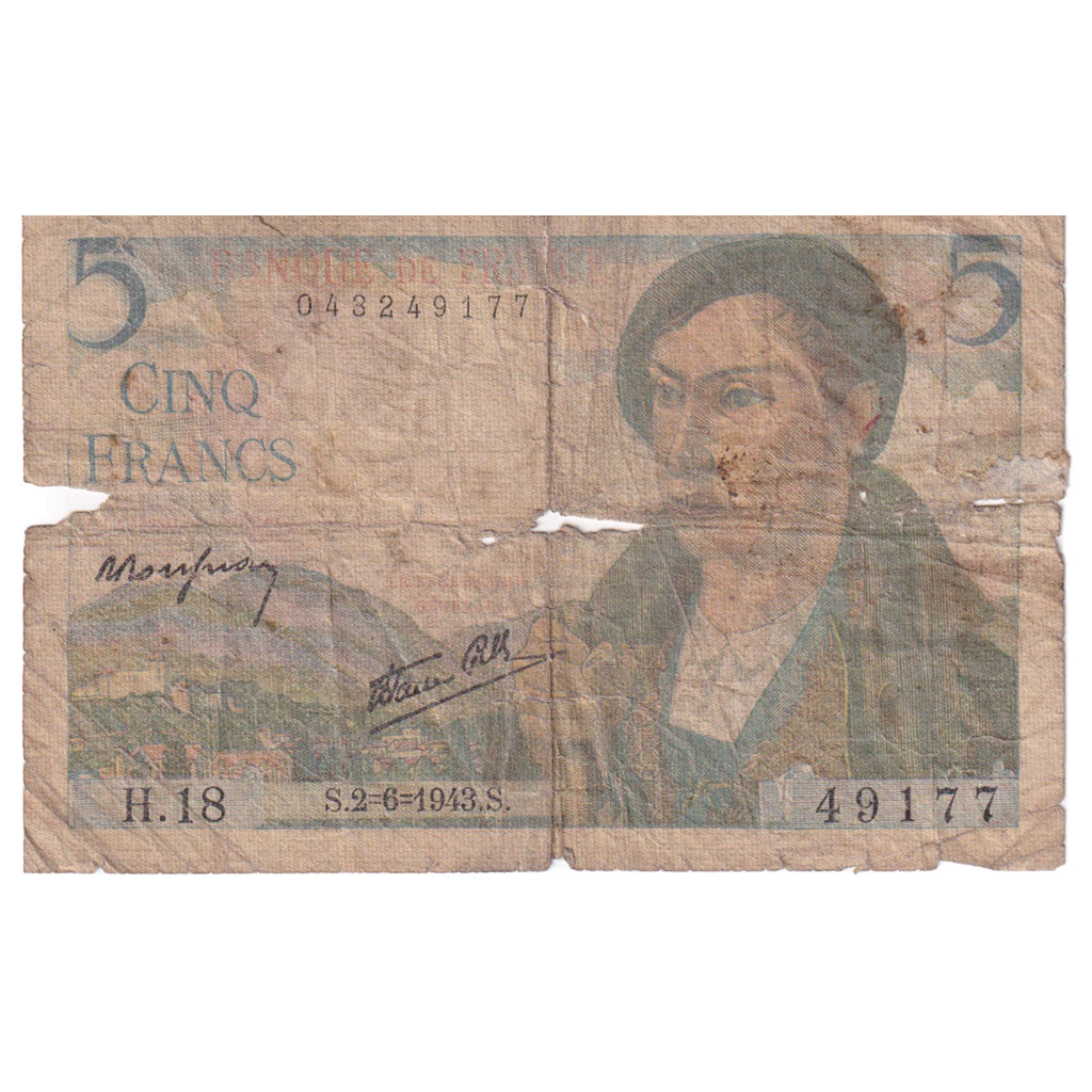 Frankreich, 5 Francs, Berger, H.18, SGE, Fayette:5.1, KM:98a