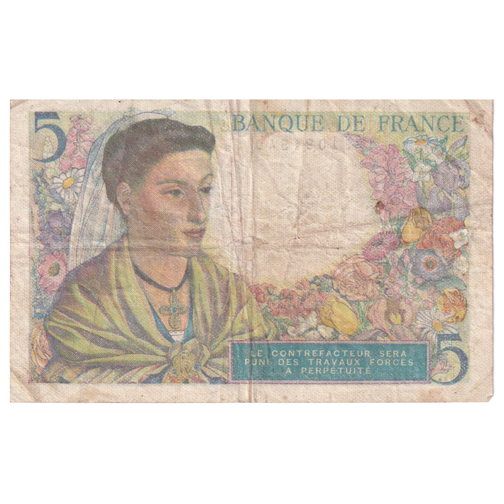Francia, 5 Francs, Berger, 1943, L.105, MB, Fayette:05.05, KM:98a