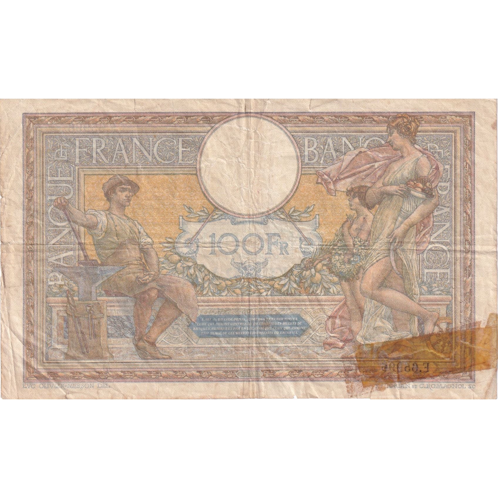 Francia, 100 Francs, Luc Olivier Merson, 1939, 971, B, Fayette:25.45, KM:86b