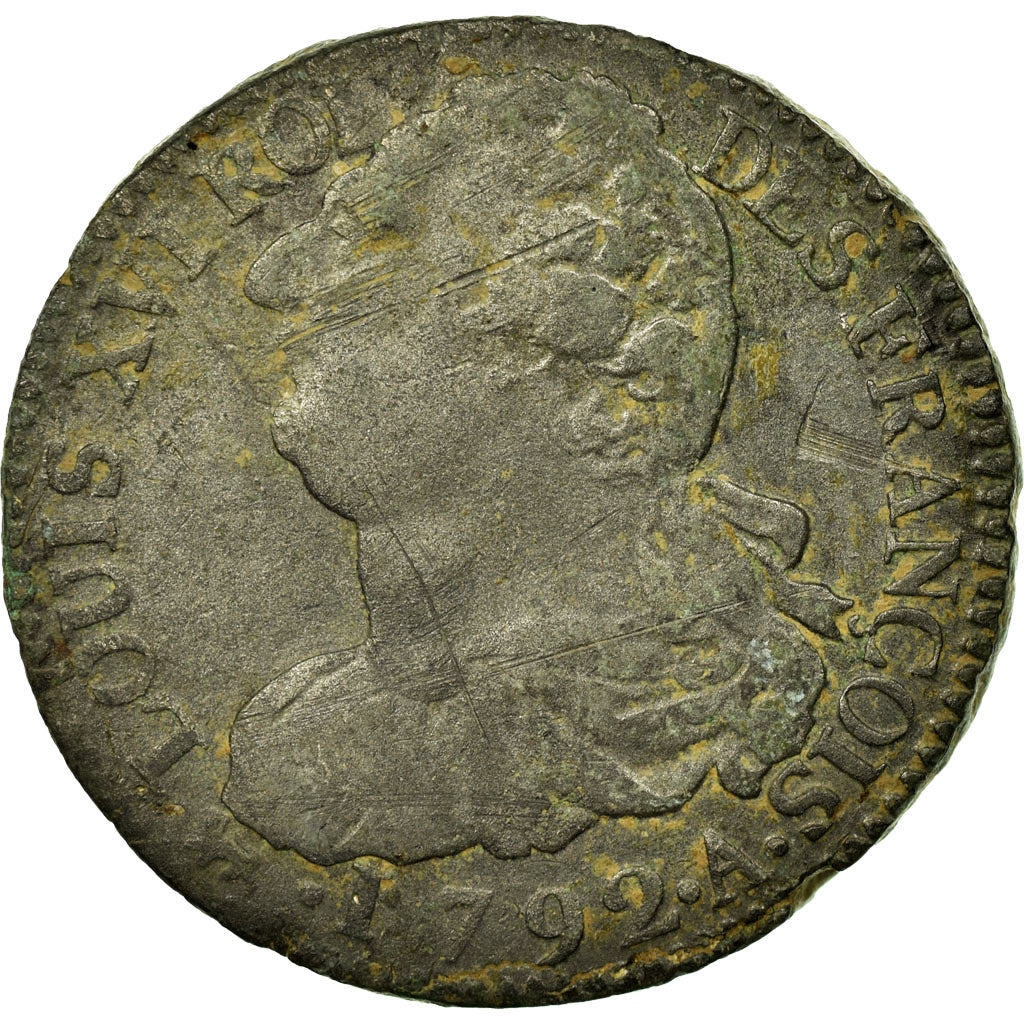Coin, France, 2 sols françois, 2 Sols, 1792, Paris, VF(20-25), Bronze