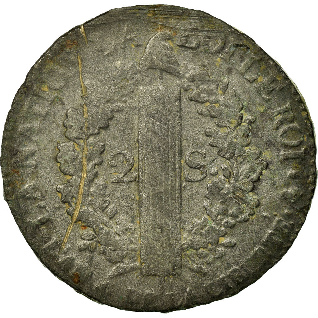 Coin, France, 2 sols françois, 2 Sols, 1792, Paris, VF(20-25), Bronze
