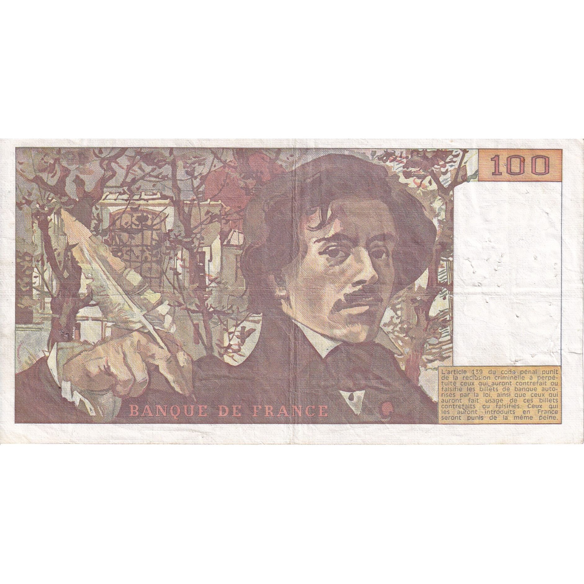 França, 100 Francs, Delacroix, 1978, K.3, VF(20-25), Fayette:69.01b, KM:154a