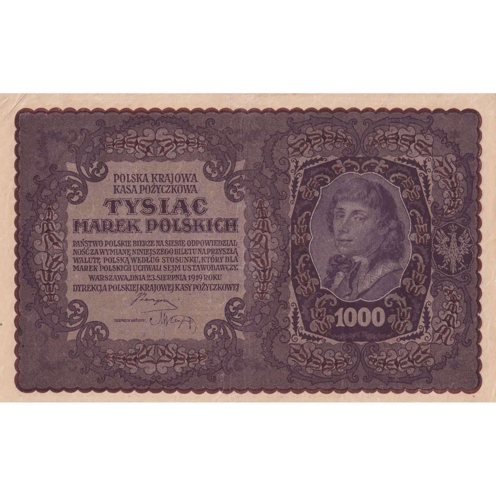 Banknote, Poland, 1000 Marek, 1919, 1919-08-23, KM:29, EF(40-45)