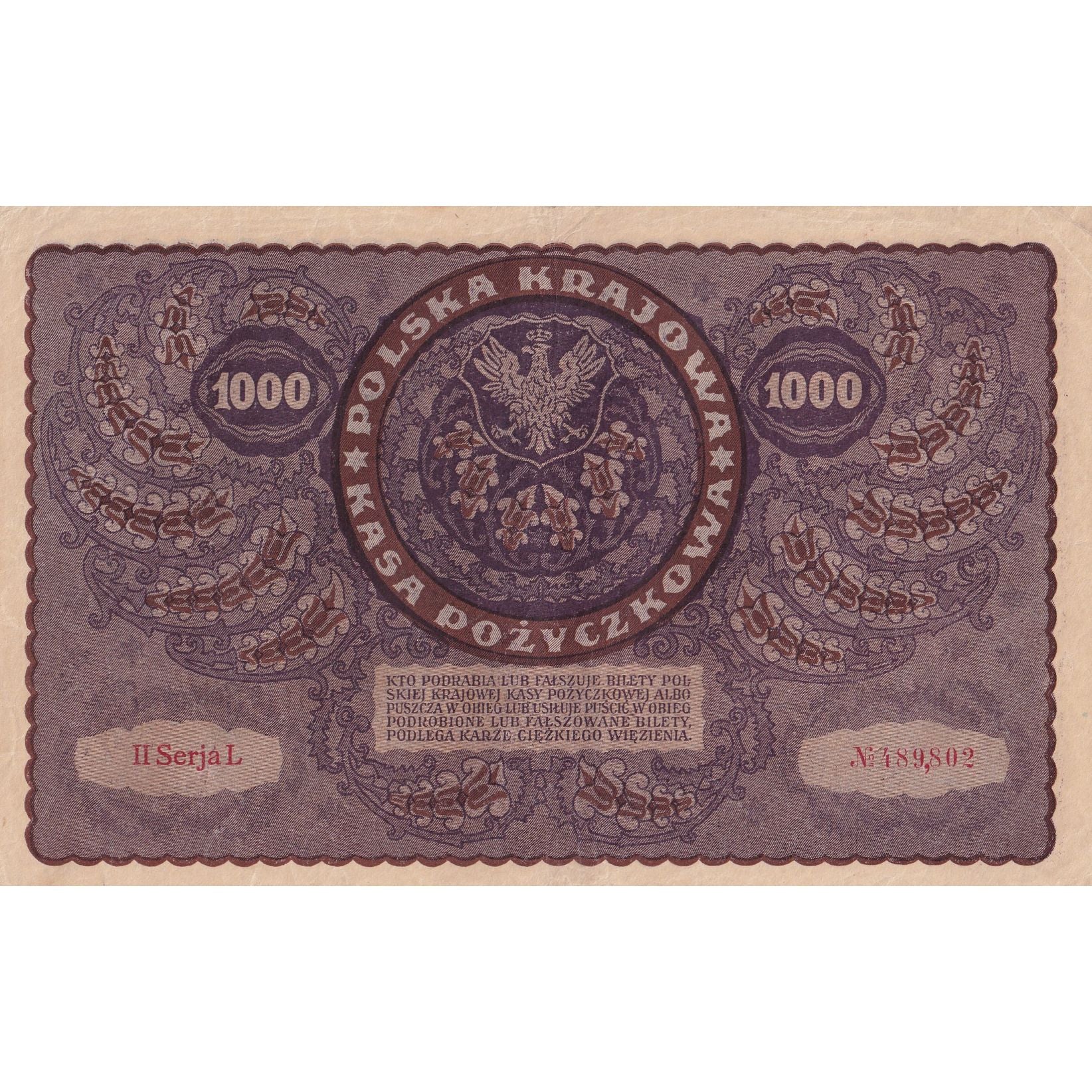 Banknote, Poland, 1000 Marek, 1919, 1919-08-23, KM:29, EF(40-45)