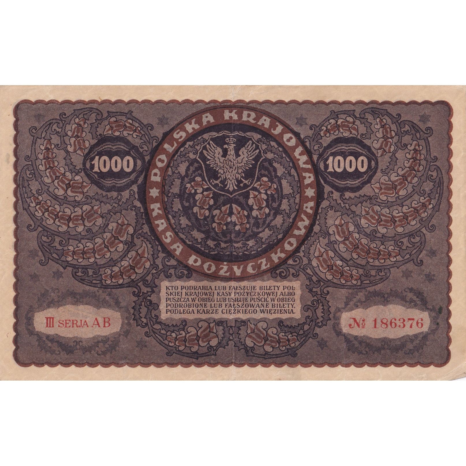 Banknote, Poland, 1000 Marek, 1919, 1919-08-23, KM:29, EF(40-45)