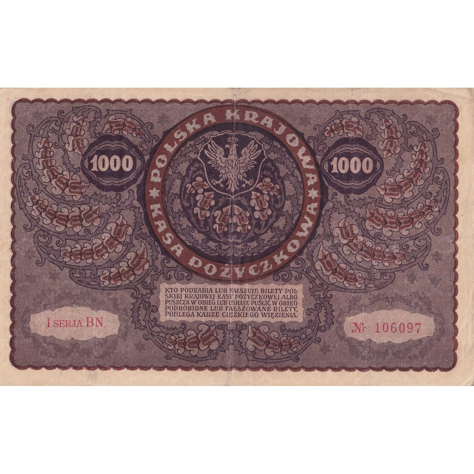Banknote, Poland, 1000 Marek, 1919, 1919-08-23, KM:29, EF(40-45)