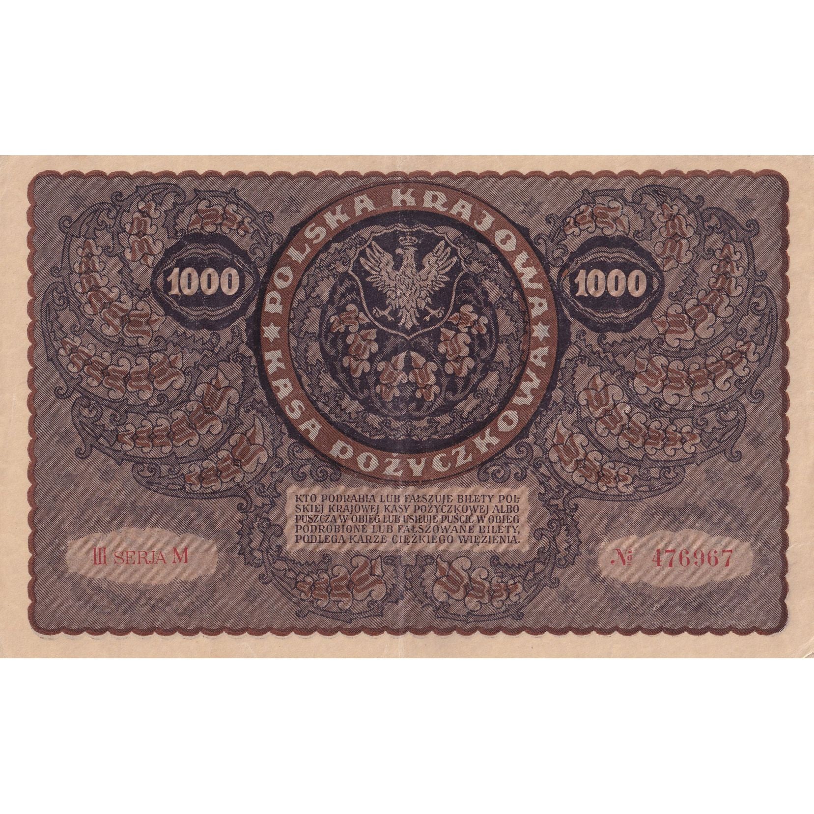Geldschein, Polen, 1000 Marek, 1919, 1919-08-23, KM:29, SS