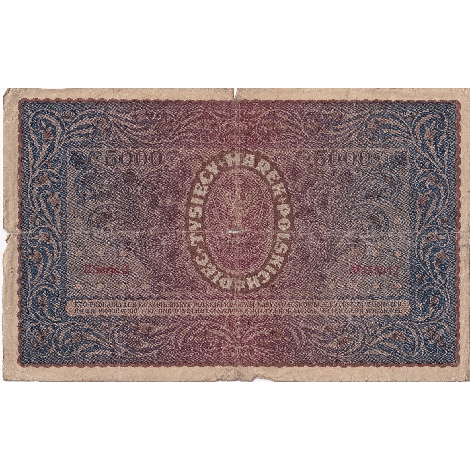 Banknote, Poland, 5000 Marek, 1920, 1920-02-07, KM:31, VG(8-10)
