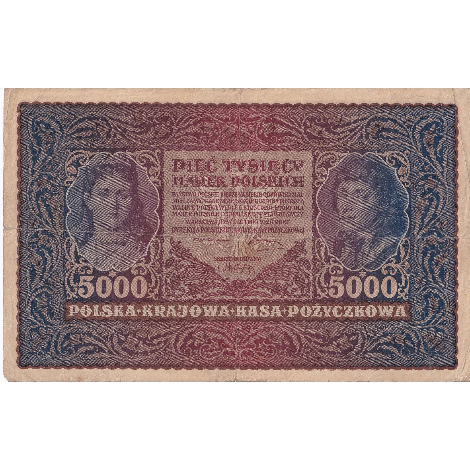Banknote, Poland, 5000 Marek, 1920, 1920-02-07, KM:31, VF(20-25)