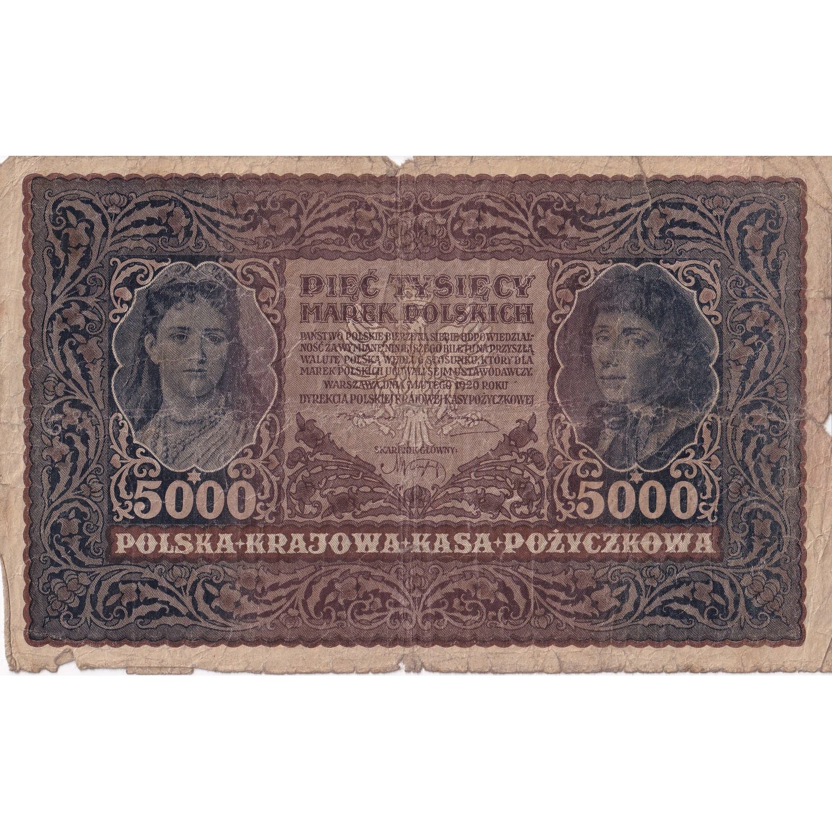 Biljet, Polen, 5000 Marek, 1920, 1920-02-07, KM:31, B