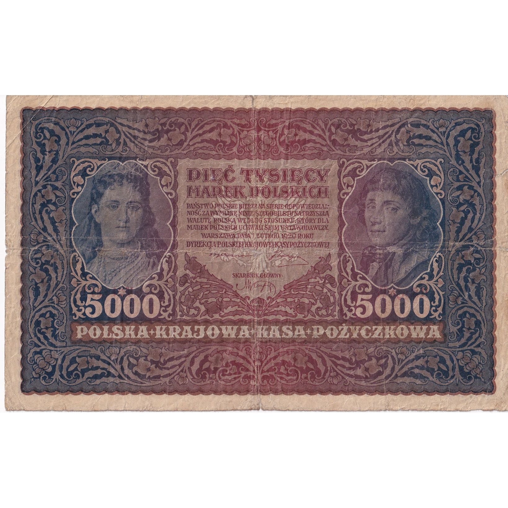 Banknote, Poland, 5000 Marek, 1920, 1920-02-07, KM:31, VF(20-25)