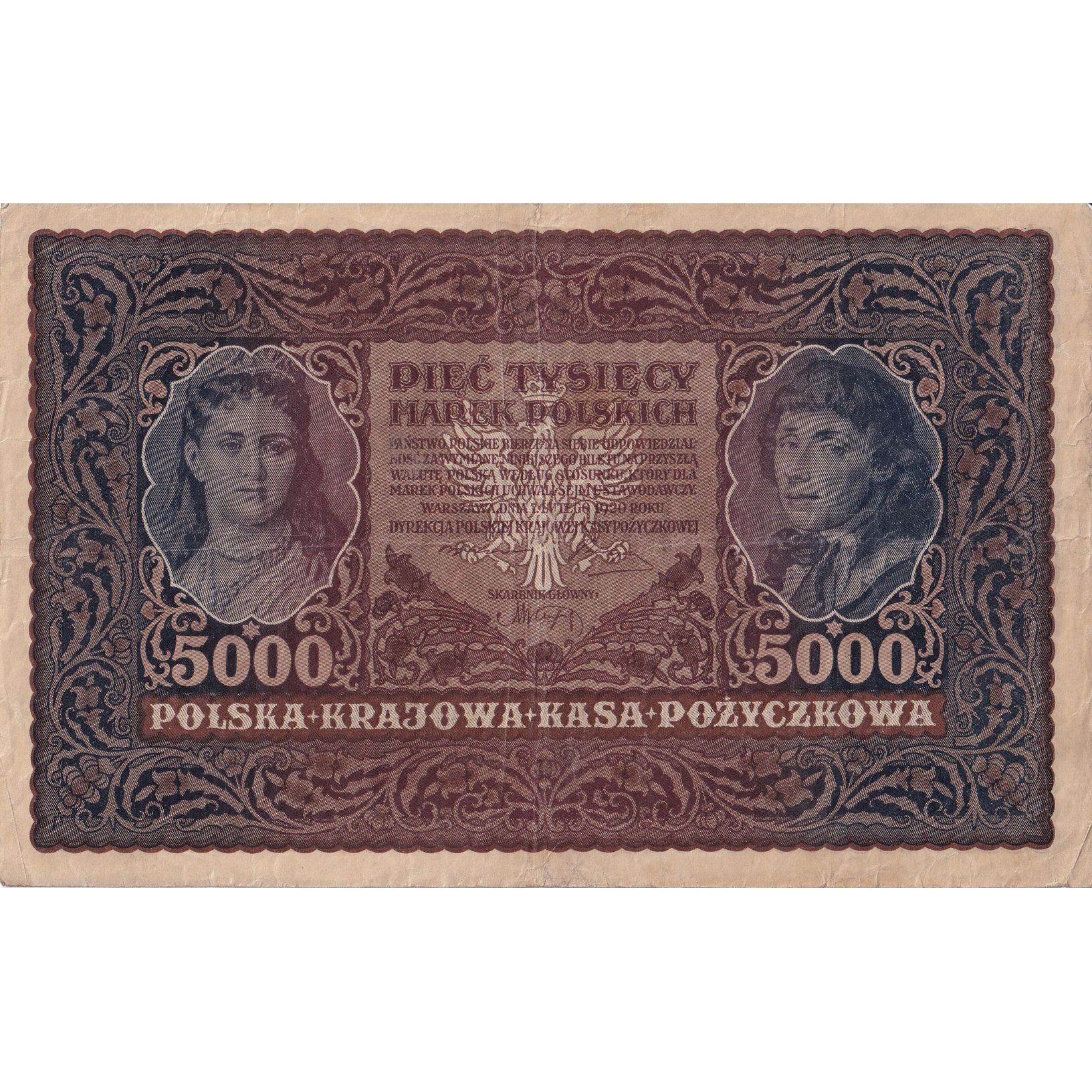 Banknote, Poland, 5000 Marek, 1920, 1920-02-07, KM:31, VF(20-25)