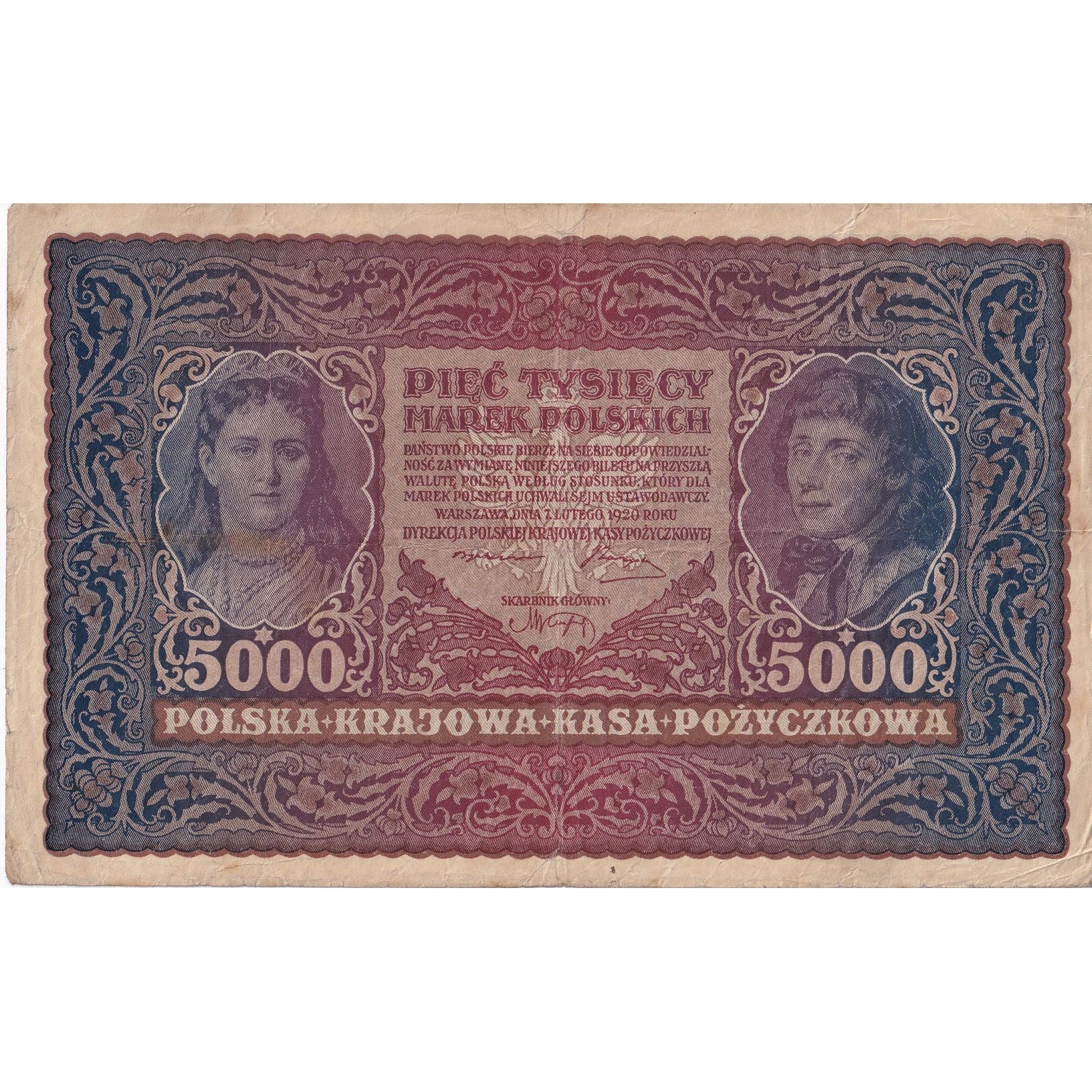 Geldschein, Polen, 5000 Marek, 1920, 1920-02-07, KM:31, S