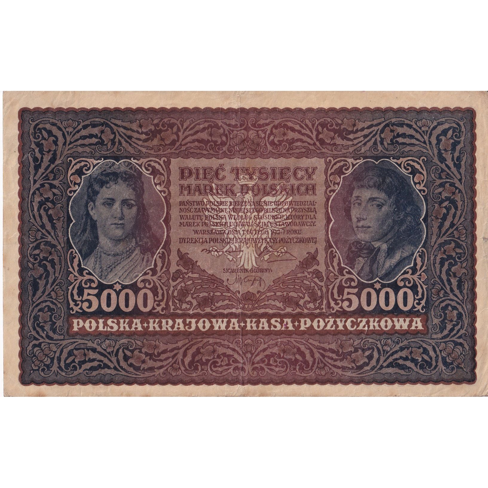 Banknote, Poland, 5000 Marek, 1920, 1920-02-07, KM:31, VF(20-25)