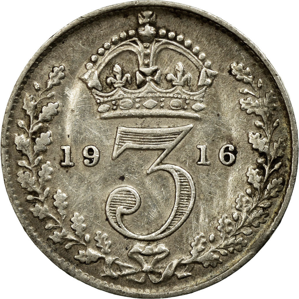 Moneta, Gran Bretagna, George V, 3 Pence, 1916, BB, Argento, KM:813