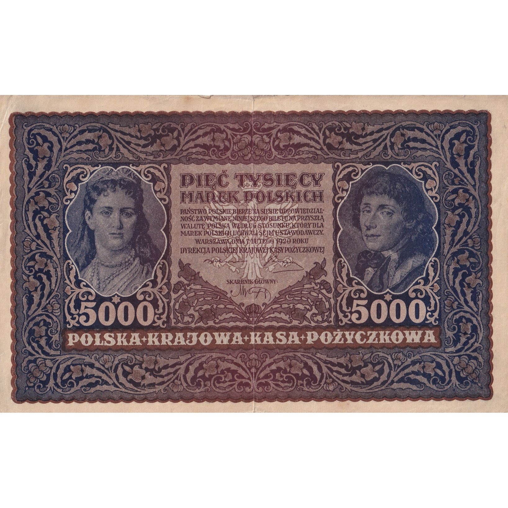Geldschein, Polen, 5000 Marek, 1920, 1920-02-07, KM:31, S