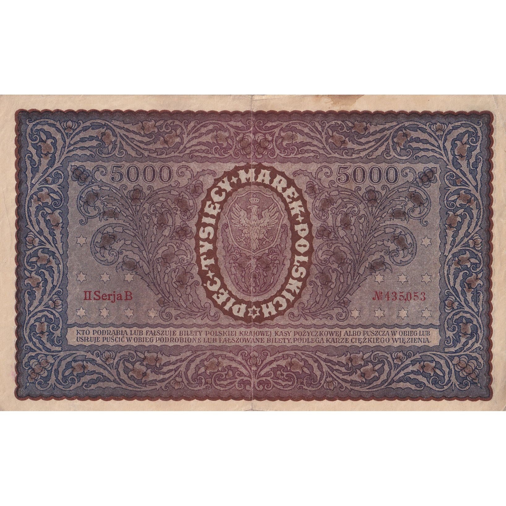 Geldschein, Polen, 5000 Marek, 1920, 1920-02-07, KM:31, S