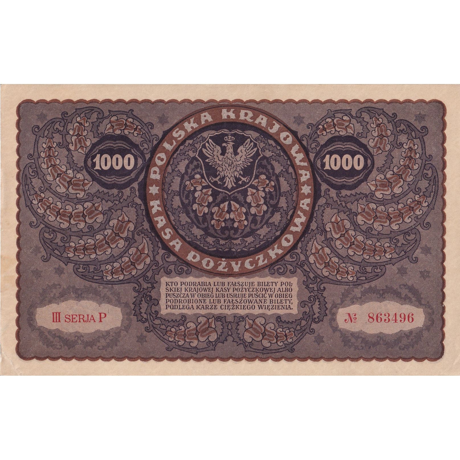 Banknote, Poland, 1000 Marek, 1919, 1919-08-23, KM:29, AU(55-58)