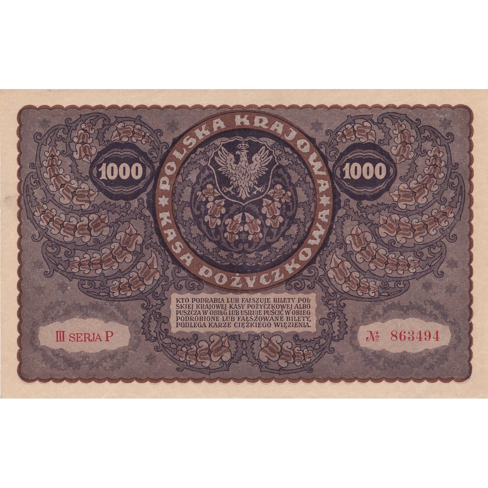 Banconote, Polonia, 1000 Marek, 1919, 1919-08-23, KM:29, SPL-