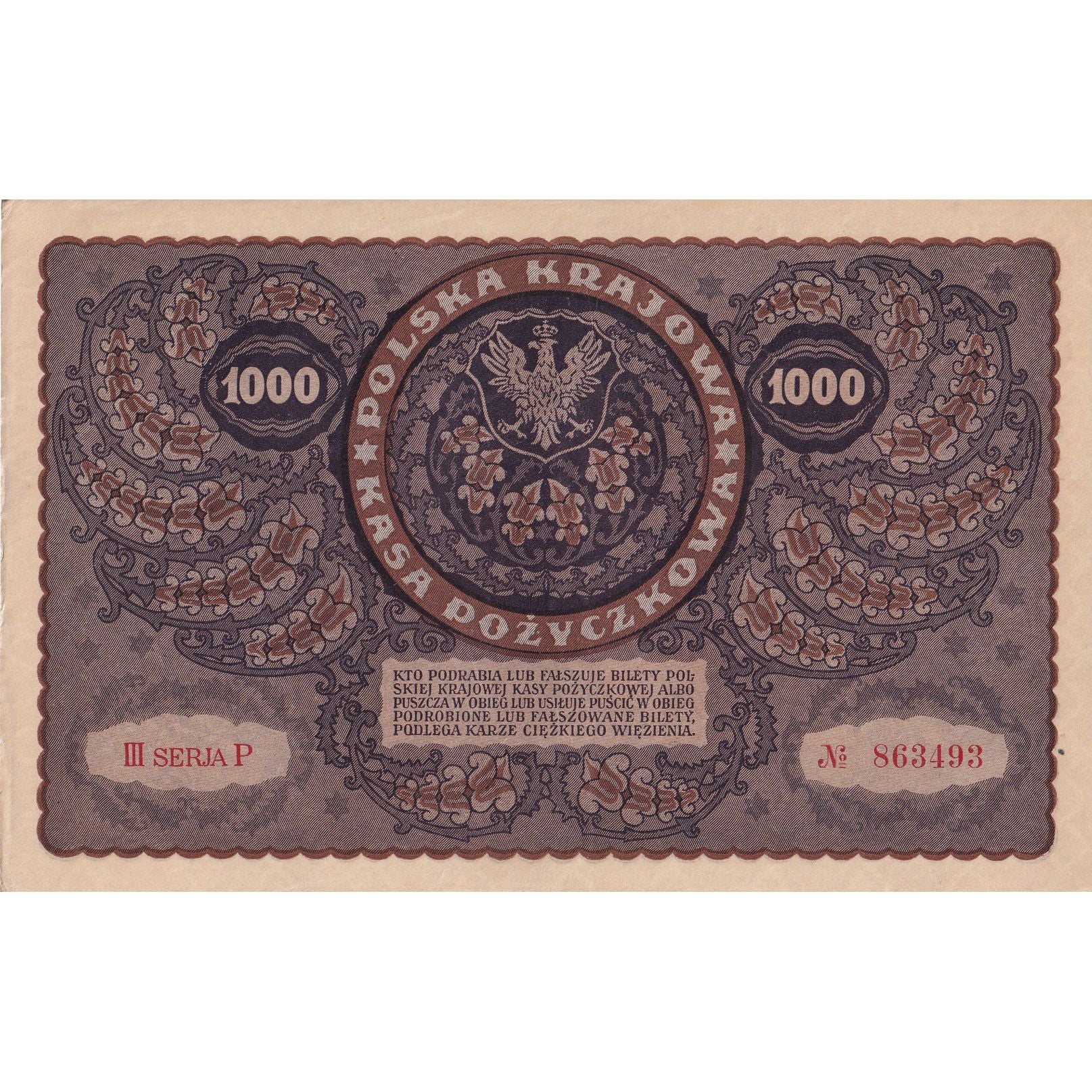 Banknote, Poland, 1000 Marek, 1919, 1919-08-23, KM:29, AU(55-58)