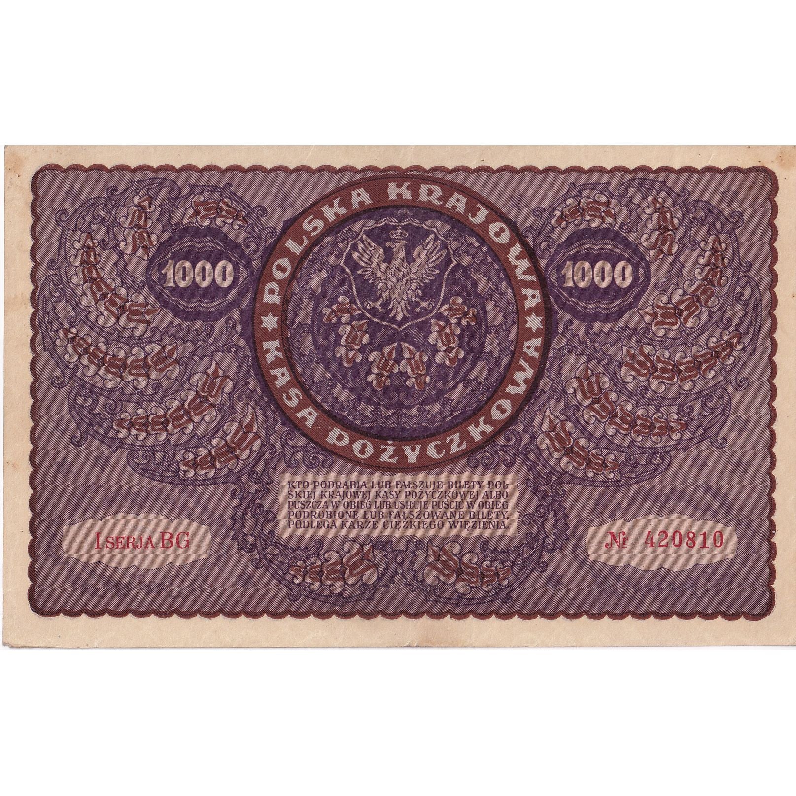 Banknote, Poland, 1000 Marek, 1919, 1919-08-23, KM:29, EF(40-45)