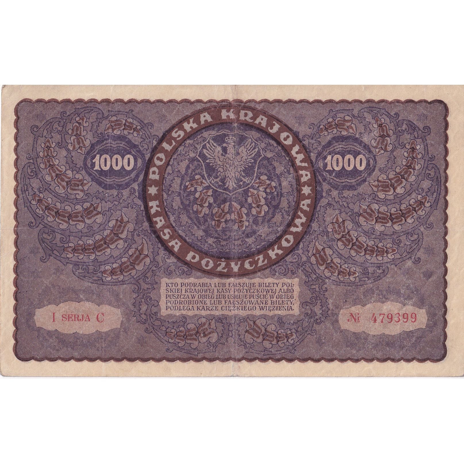 Banknot, Polska, 1000 Marek, 1919, 1919-08-23, KM:29, EF(40-45)