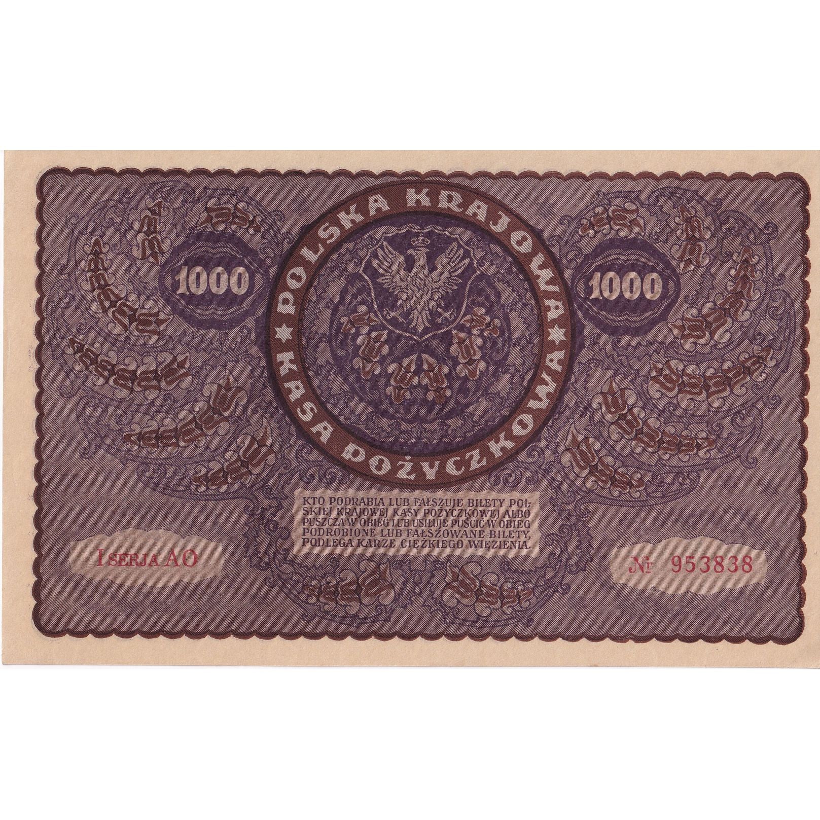Banknote, Poland, 1000 Marek, 1919, 1919-08-23, KM:29, AU(55-58)