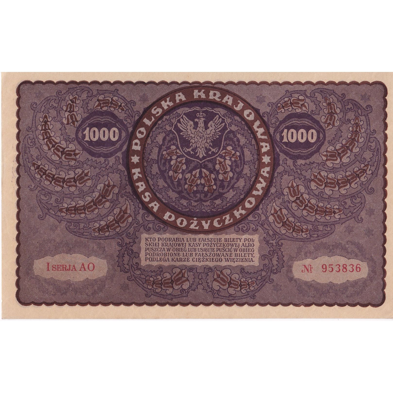 Banknote, Poland, 1000 Marek, 1919, 1919-08-23, KM:29, AU(55-58)