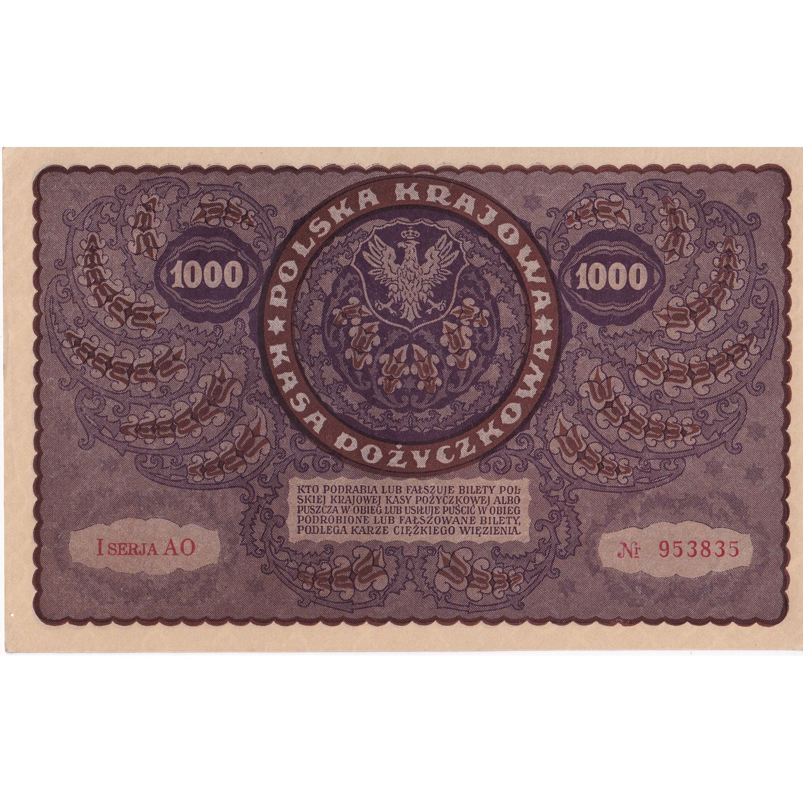 Banknote, Poland, 1000 Marek, 1919, 1919-08-23, KM:29, AU(55-58)