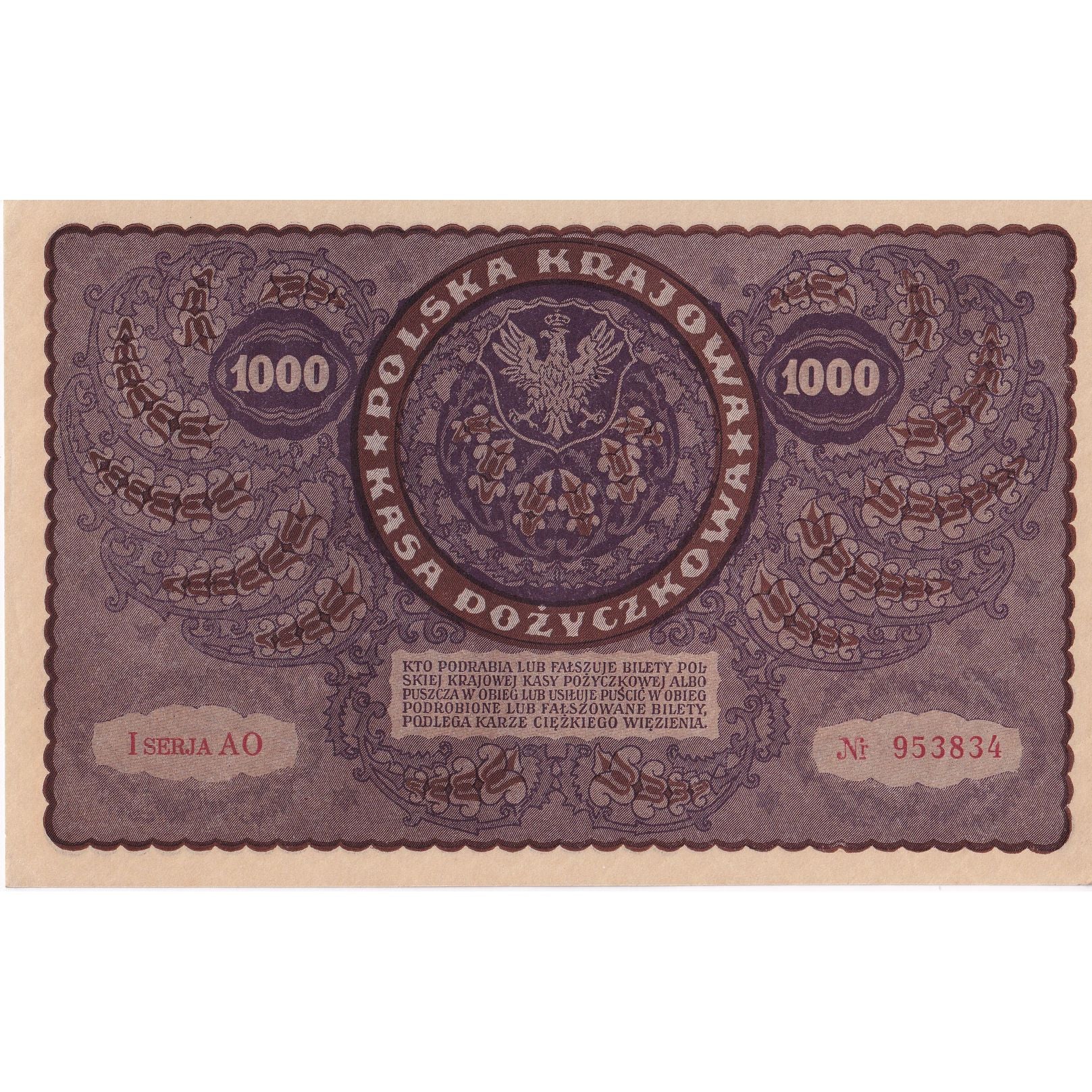 Banknote, Poland, 1000 Marek, 1919, 1919-08-23, KM:29, AU(55-58)
