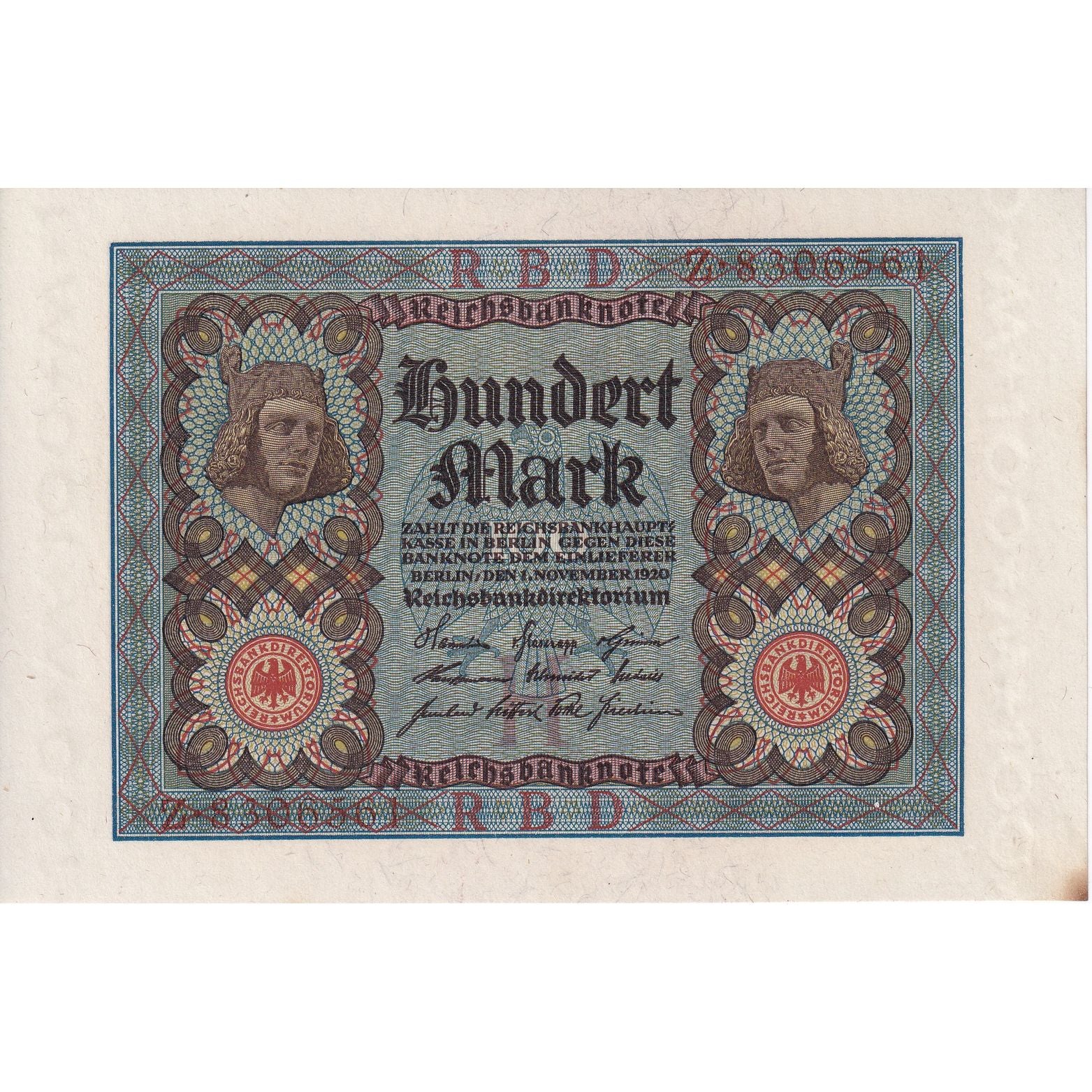 Nota, Alemanha, 100 Mark, 1920-11-01, KM:69a, EF(40-45)
