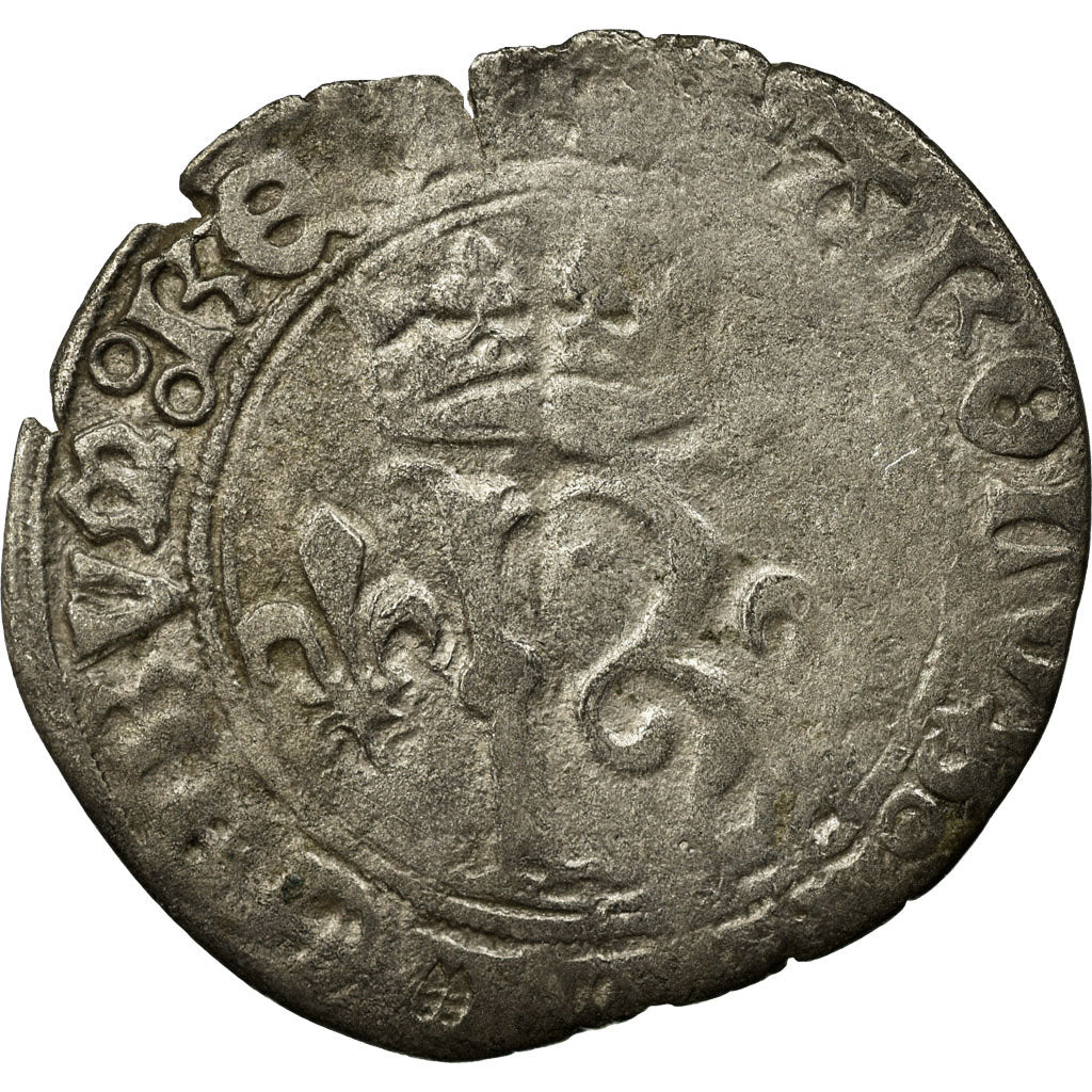 Coin, France, Charles VIII, Karolus or Dizain, Poitiers, VF(20-25), Billon