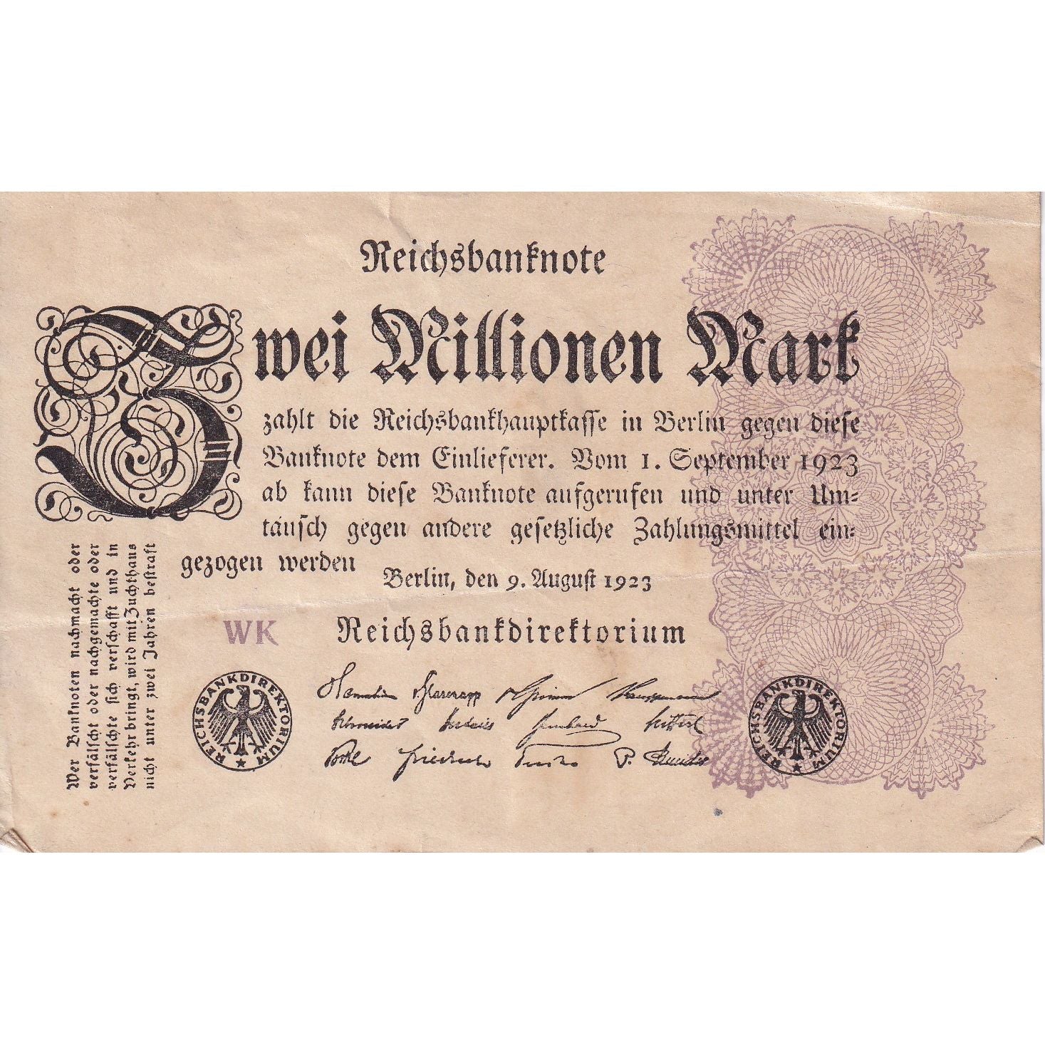 Nota, Alemanha, 2 Millionen Mark, 1923, KM:104a, EF(40-45)